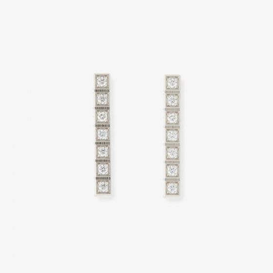 Chopard Ice Cube Pure 18ct White Gold Bar Diamond Earrings 837702-1003