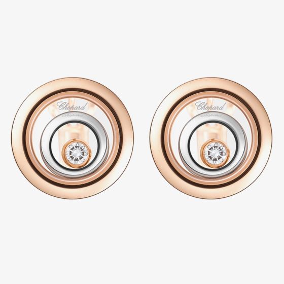Chopard Happy Spirit 18ct Rose & White Gold 0.19ct Diamond Stud Earrings 848230-9001