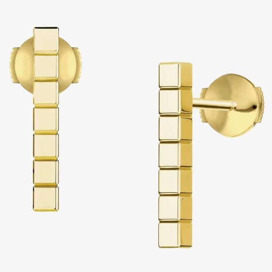 Chopard Ladies Ice Cube 18ct Yellow Gold Cube Bar Dropper Earrings 837702-0001