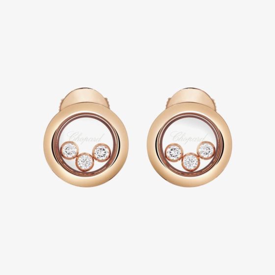 Chopard Happy Diamonds Icons 18ct Rose Gold Diamond Circle Stud Earrings 83A018-5001