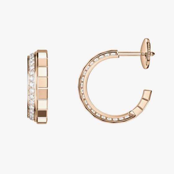Chopard Ice Cube 18ct Rose Gold Diamond Open Hoop Earrings 837008-5001