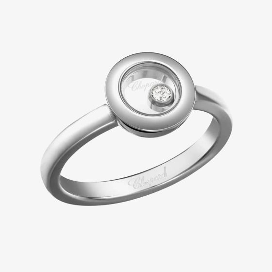 Chopard Happy Diamond Icons 18ct White Gold Diamond Circle Ring 82A017-1109 (52)