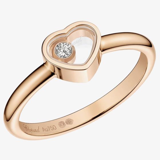 Chopard Ladies My Happy Hearts 18ct Rose Gold Single Diamond Ring 82A086-5009