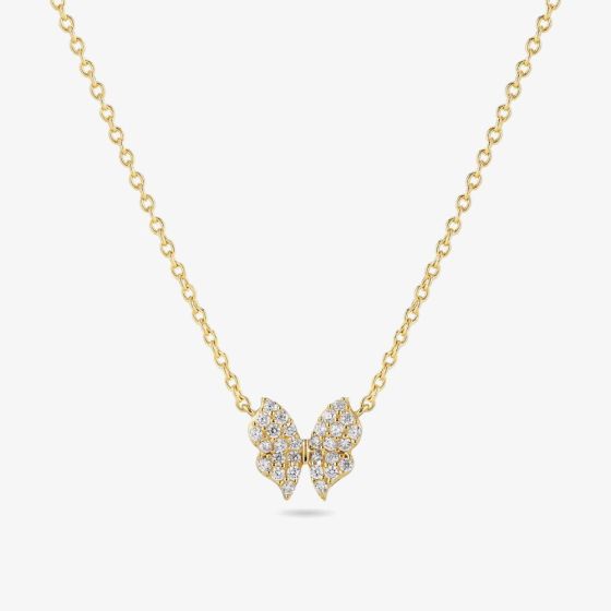 Sif Jakobs Gold Plated Farfalla Cubic Zirconia Butterfly Necklace SJ-N2700-CZ-YG