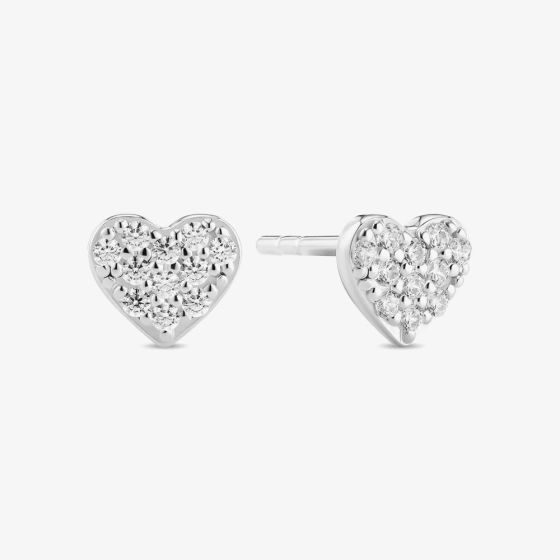 Sif Jakobs Silver Cuore Cubic Zirconia Heart Stud Earring SJ-E2705-CZ