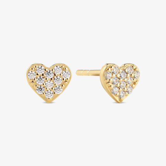 Sif Jakobs Gold Plated Cuore Cubic Zirconia Heart Studs Earrings SJ-E2705-CZ-YG