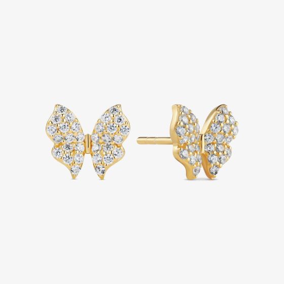 Sif Jakobs Gold Plated Farfalla Cubic Zirconia Butterfly Stud Earrings SJ-E2700-CZ-YG
