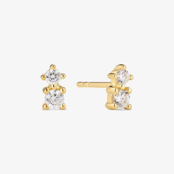 Sif Jakobs Gold Plated Lucente Due Double Cubic Zirconia Stud Earrings SJ-E2702-CZ-YG