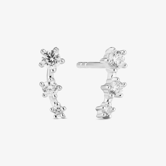 Sif Jakobs Sterling Silver Lucente Tre Three Cubic Zirconia Stud Earrings  SJ-E2703-CZ