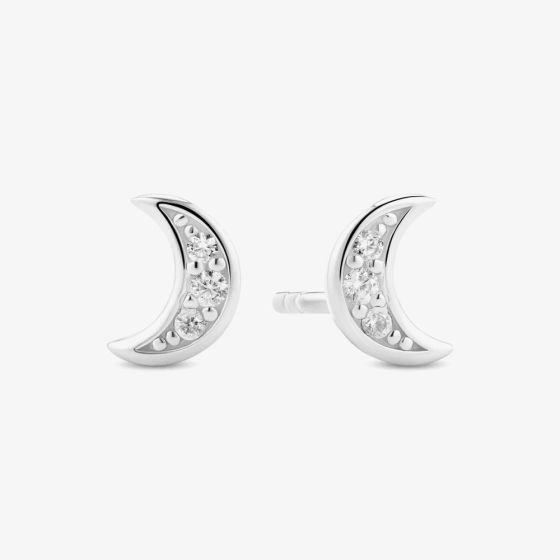 Sif Jakobs Sterling Silver Luna Cubic Zirconia Moon Stud Earrings SJ-E2707-CZ