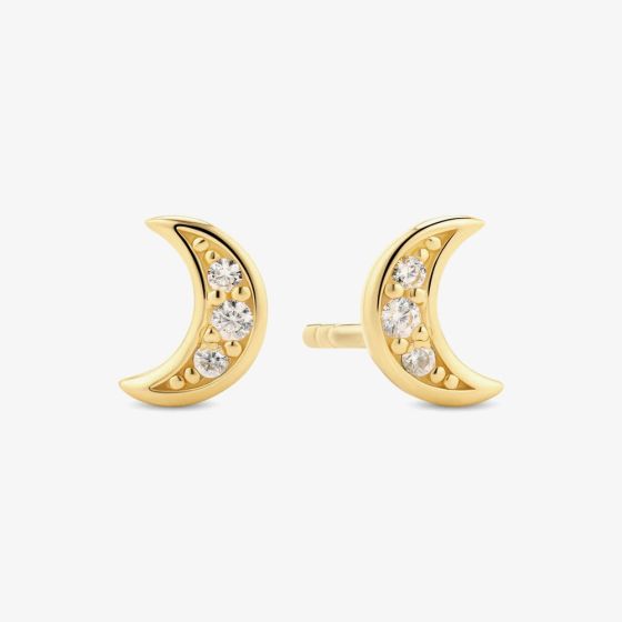 Sif Jakobs Gold Plated Luna Cubic Zirconia Moon Stud Earring SJ-E2707-CZ-YG