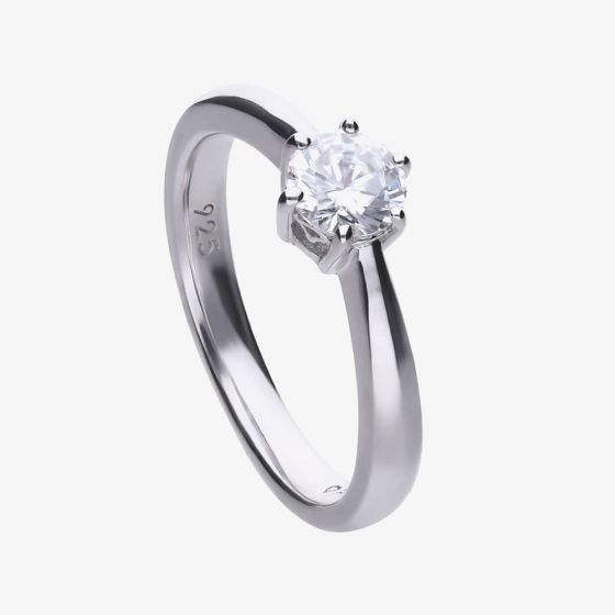 Diamonfire Silver 0.75ct Round Cubic Zirconia Solitaire Ring R3619