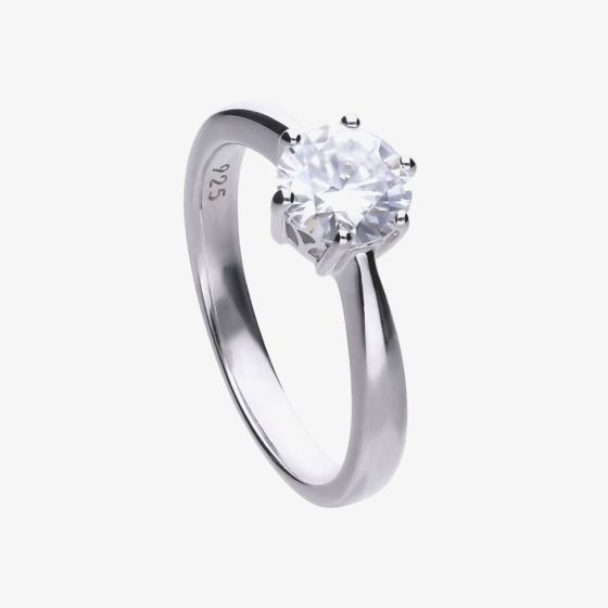 Diamonfire Silver 1.50ct Round Cubic Zirconia Solitaire Ring R3621
