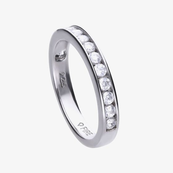 Diamonfire Silver Channel Set Cubic Zirconia Half Eternity Ring R3629