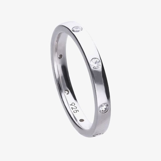 Diamonfire Silver Cubic Zirconia Set Band Ring R3630