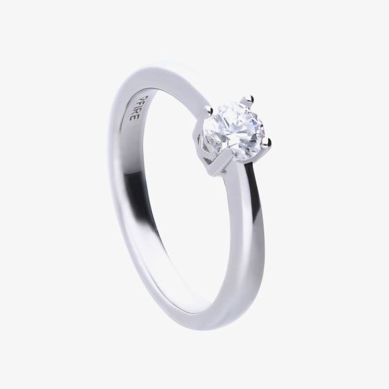 Diamonfire Silver 0.50ct Cubic Zirconia 4 Claw Ring R3750