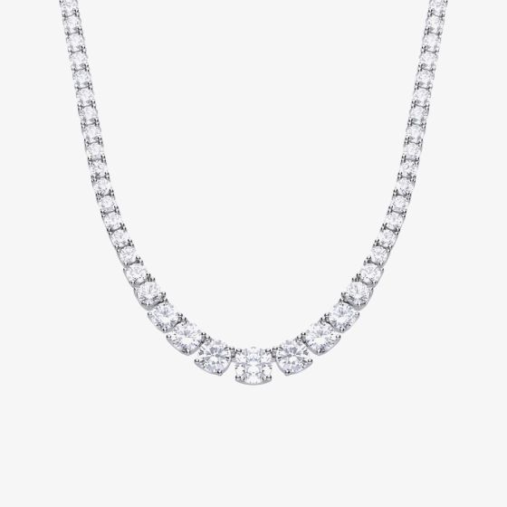 Diamonfire Silver Cubic Zirconia Graduated Tennis Necklace N4338