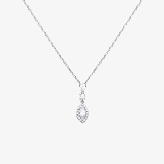 Diamonfire Silver Marquise Cut Pave Pendant Necklace N4340