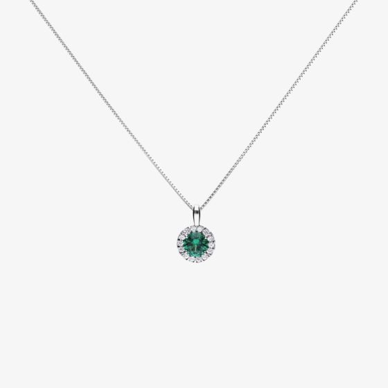 Diamonfire Round Green Cubic Zirconia Halo Pendant Necklace P4624
