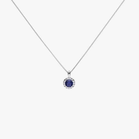 Diamonfire Round Blue Cubic Zirconia Halo Pendant Necklace P4626
