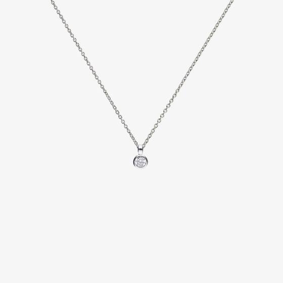 Diamonfire Silver Bezel Set 0.25ct Round Cubic Zirconia Pendant Necklace P4640