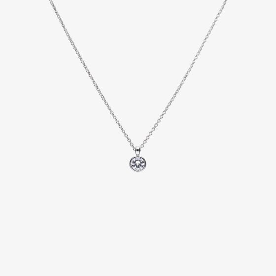 Diamonfire Silver Bezel Set 1.50ct Round Cubic Zirconia Pendant Necklace P4644
