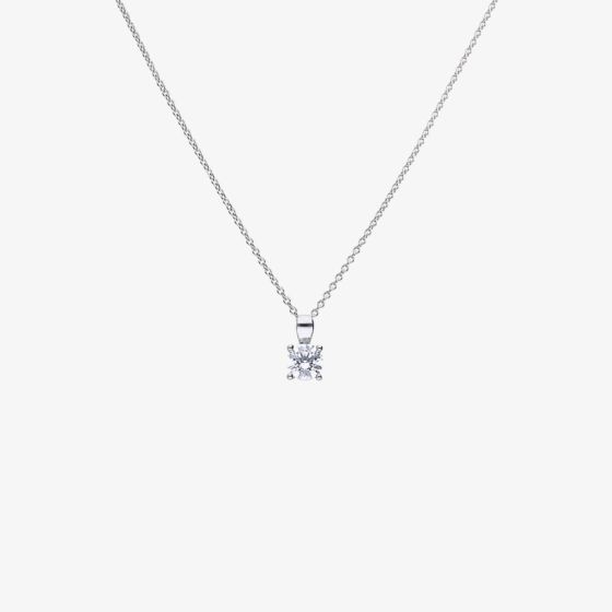 Diamonfire Silver 0.75ct Round Cubic Zirconia 4 Claw Pendant Necklace P4918