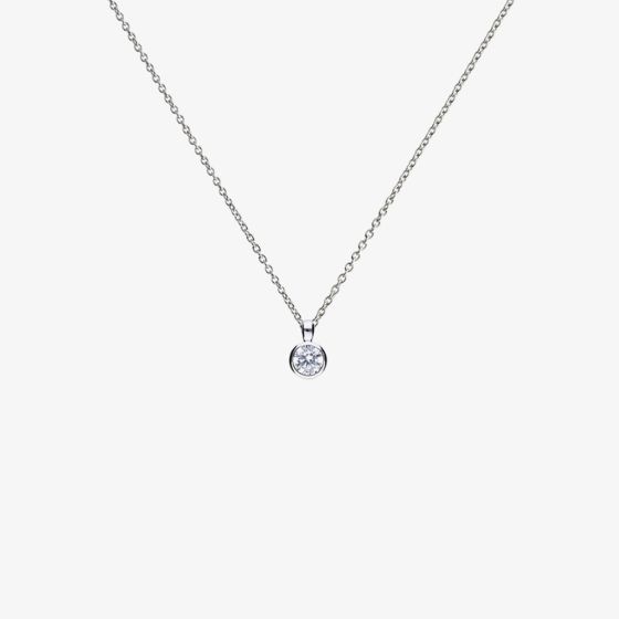 Diamonfire Sterling Silver 0.50ct Bezel Set Cubic Zirconia Solitaire Necklace P4641