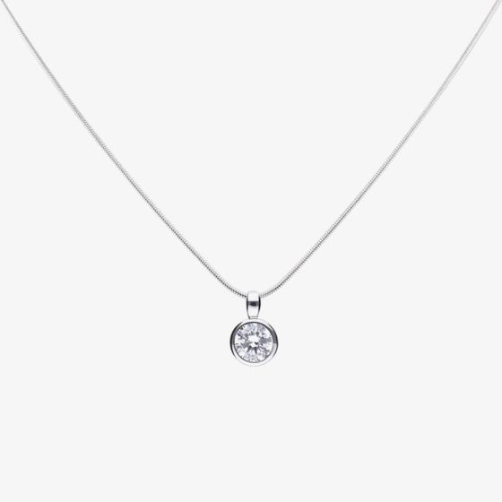 Diamonfire Sterling Silver 0.75ct Bezel Set Cubic Zirconia Solitaire Necklace P4642