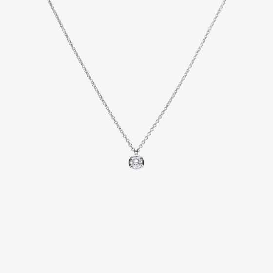 Diamonfire Sterling Silver 2.00ct Bezel Set Cubic Zirconia Solitaire Necklace P4645