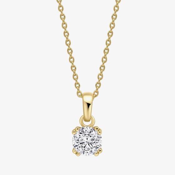 Diamonfire Gold Plated Double Claw Cubic Zirconia Solitaire Pendant Necklace P5585