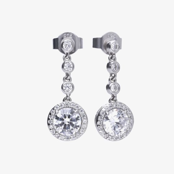 Diamonfire Silver Round Cubic Zirconia Drop Earrings E5588