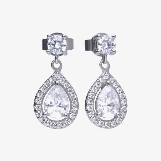 Diamonfire Silver Cubic Zirconia Teardrop Drop Earrings E5594