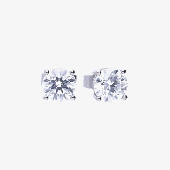Diamonfire Silver 1.00ct Cubic Zirconia 4 Claw Stud Earrings E5907