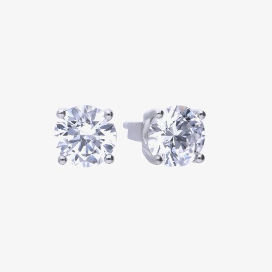 Diamonfire Silver 2.00ct Cubic Zirconia 4 Claw Stud Earrings E5908