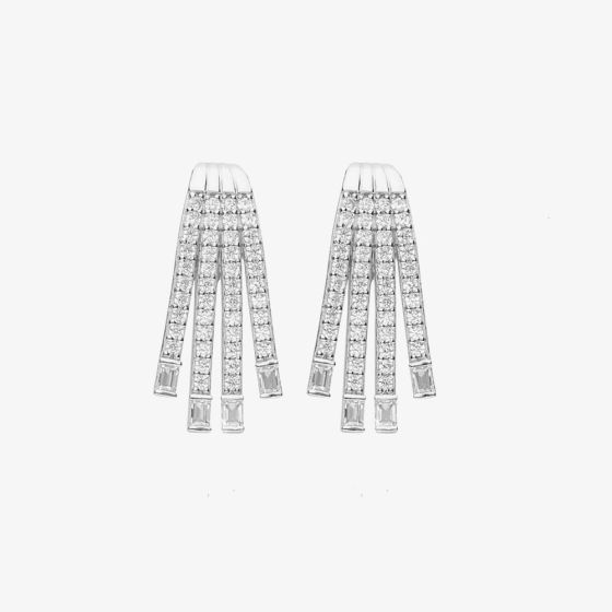 Diamonfire Silver Cubic Zirconia Waterfall Drop Earrings E6058