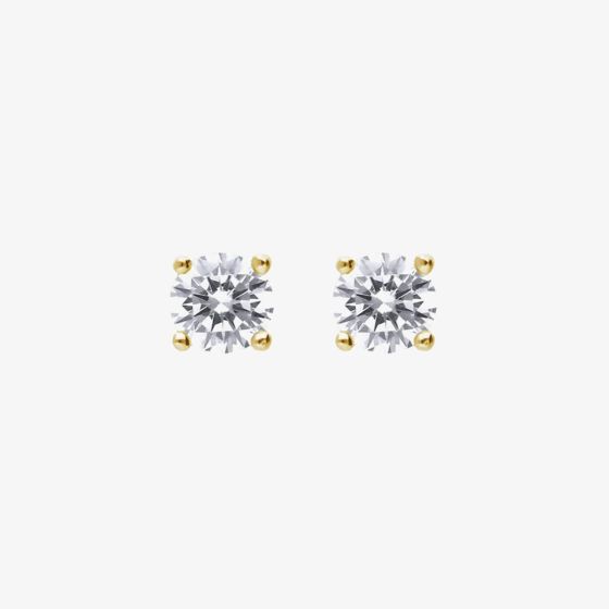 Diamonfire 24ct Gold Plated 4mm Cubic Zirconia Stud Earrings E6299