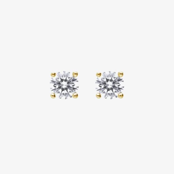 Diamonfire 24ct Gold Plated 3mm Cubic Zirconia Solitaire Earrings E6311