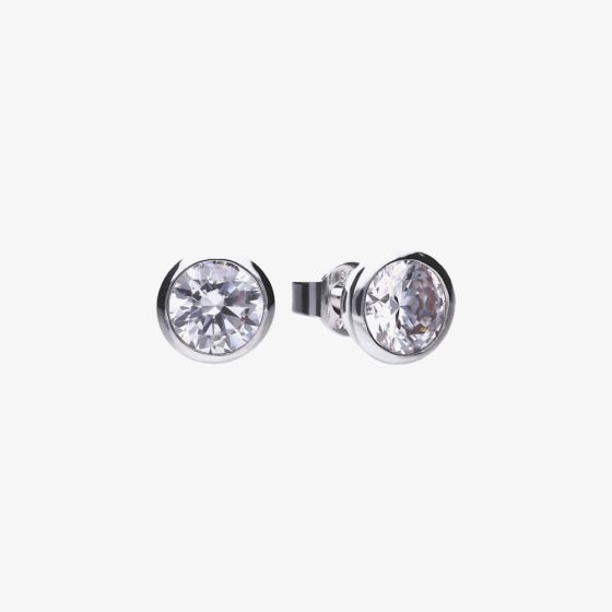 Diamonfire Silver Bezel Set 1.00ct Cubic Zirconia Stud Earrings E6624