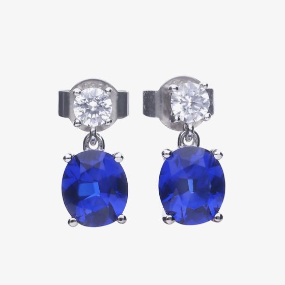Diamonfire Sterling Silver Blue Cubic Zirconia Drop Earrings E5978