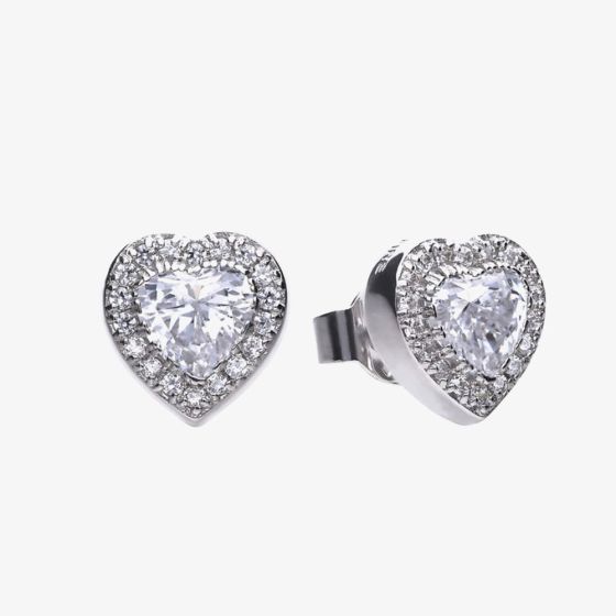 Diamonfire Sterling Silver Heart Shape Cubic Zirconia Stud Earrings E5589
