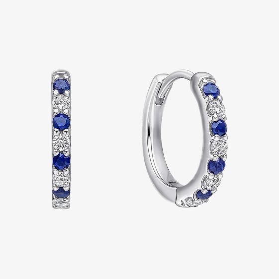 Diamonfire Sterling Silver Blue & White Cubic Zirconia Hoop Earrings E6699