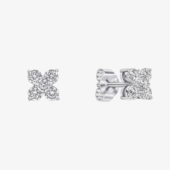 Diamonfire Sterling Silver Cubic Zirconia Flower Stud Earrings E6706