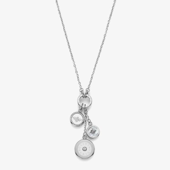 Olivia Burton Signature Silver Tone Crystal Bumble Bee & North Star Multi Charm Necklace 24100330