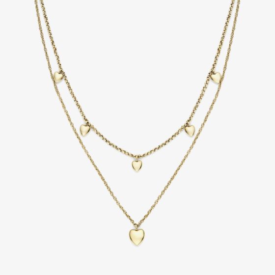 Olivia Burton Gold Plated Mini Heart Double Chain Necklace 24100457