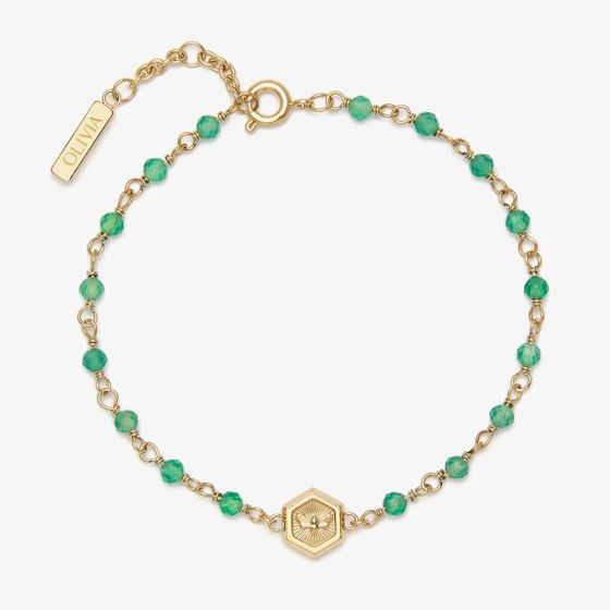 Olivia Burton Trend Edition Minima Bee Green & Gold Plated Beaded Charm Bracelet 24100175