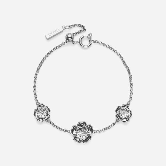 Olivia Burton Signature Tudor Rose Silver Tone Bracelet 24100246