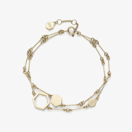 Olivia Burton Signature Gold Plated Honeycomb Double Layered Chain Bracelet 24100308