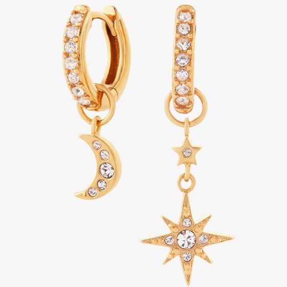 Olivia Burton Gold Tone Moon & Star Huggie Hoop Earrings OBJCLE39