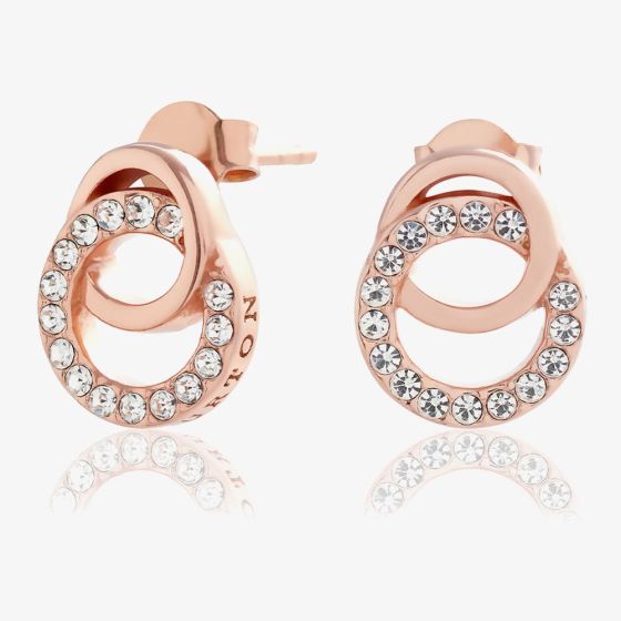Olivia Burton Classic Interlink Rose Gold Tone Drop Stud Earrings OBJCOE222